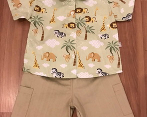 Conjunto infantil camisa e bermuda Safari