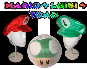 Touca do Mario + Luigi + Toad Verde