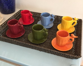 6 Xicaras de Cafe Passaros Coloridas