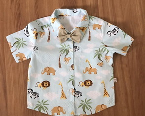 Camisa infantil Safari com gravata borboleta