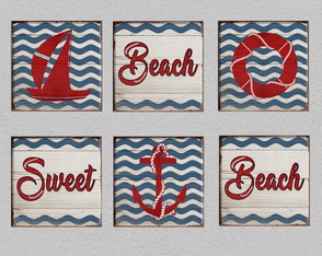 6 Quadros Decorativos Beach Sweet Beach