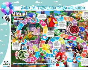 40 Jogos de Tabuleiro Sonic Personalizado