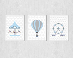 Quadro Circo, Carrossel e Balão