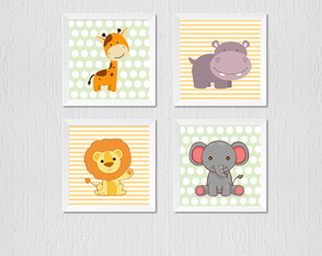 Quadrinho Infantil Girafa Hipopótamo Leão Elefante