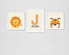 Quadrinho Infantil Leão Tigre Nome Personalizado