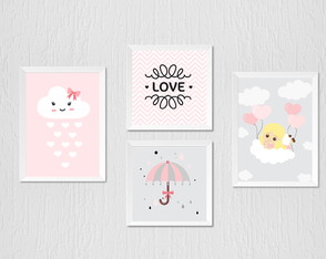Quadrinho Infantil Nuvem Guarda Chuva Love