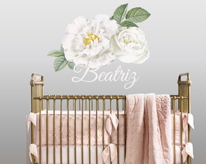 Adesivo de Parede Floral com nome personalizado