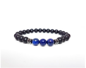 Pulseira Pedras Naturais Lapis Lazúli Ônix Matte e Hematita