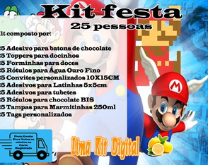 Kit Festa 25 Pessoas Super Mario