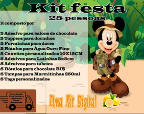 Kit Festa 25 Pessoas Mickey Safári