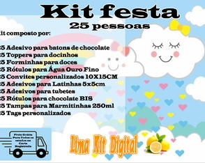 Kit Festa 25 Pessoas Chuva de Amor