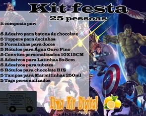 Kit Festa 25 Pessoas Vingadores