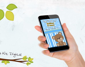 Convite digital Personalizado - Urso marrom