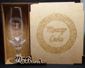 Kit Taça para Cerveja + Caixa em mdf Personalizados