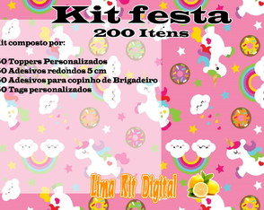 Kit 200 Itens - Unicórnio