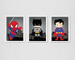 Quadro Decoração Bebê Menino Super Herois