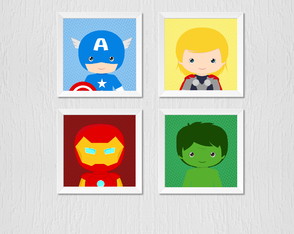 Quadro Decoração Bebê Menino Super Herois Vingadores