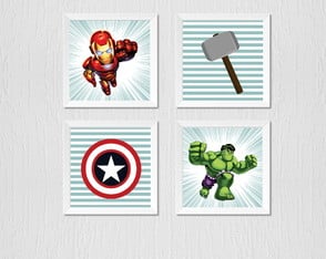 Quadro Decoração Bebê Menino Super Herois Vingadores