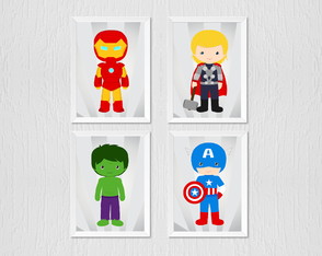 Quadro Decoração Menino Super Herois Vingadores
