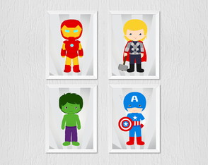 Quadro decoração Menino Super herois vingadores