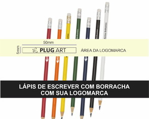 50 Lápis de escrever com borracha com logomarca
