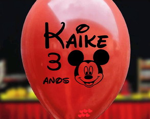 Bexigas Estampa 02 Lados Personalizada Tema Mickey ou Minnie