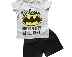 Conjunto Batman : Short Tricoline e Camisa de Malha