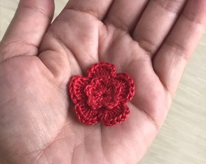 Aplique Mini Flor em Crochê com 20 Unidades Vermelho Claro