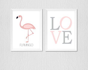 Quadro flamingo e love