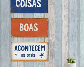 Kit 3 Placas Decorativas Coisas Boas Praia