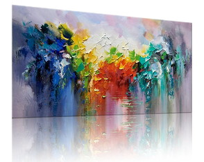 Quadro Abstrato Espatulado Colorido Pintura 120x60x4cm