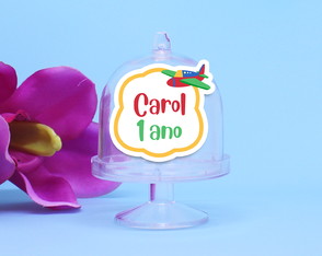 Mini-cúpula com aplique com texto - Brinquedo - Avião