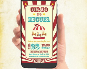 Convite Digital Circo Azul Carrossel