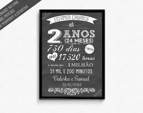 Chalkboard Bodas de algodão - 2 anos de casamento