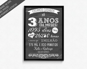 Chalkboard Bodas de couro ou trigo - 3 anos de casamento