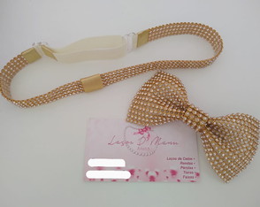 Faixa com regulagem manta de strass com laço