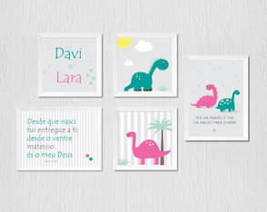 Quadro Infantil Dinossauro para Menino e Menina