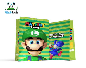 Sacolinha Grande Super Mario Luigi Personalizada