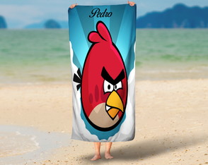 Toalha personalizada agry birds colocamos nome TAGRMOD01