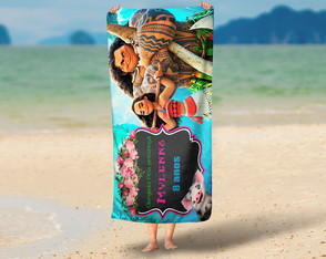 Toalha personalizada moana e maui coloque seu nome