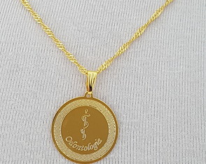 Corrente Pingente Odontologia Folheado Ouro 18k. C1p373