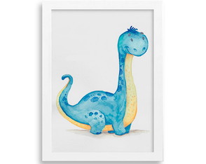 Quadro em Aquarela - Dino Azul