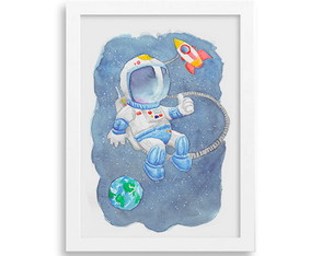 Quadro em Aquarela - Astronauta