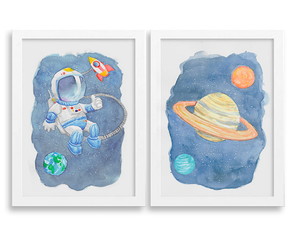 Conjunto de 2 quadros em aquarela - Colecão Espaço