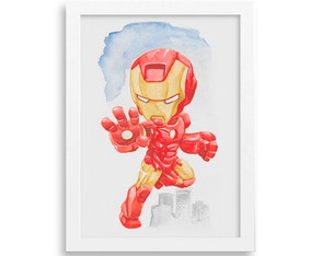 Quadro em Aquarela - Homem de Ferro