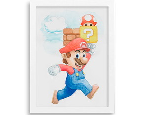 Quadro em Aquarela - Super Mario