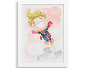 Quadro em Aquarela - Capitã Marvel