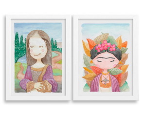 Conjunto de 2 quadros em aquarela - Coleção Grandes Pintores