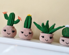 Coleção Cactos/Suculentas Amigurumi crochê