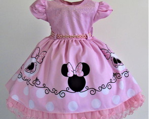 Vestido Minnie Rosa/tam 1 - 2 - 3 Anos